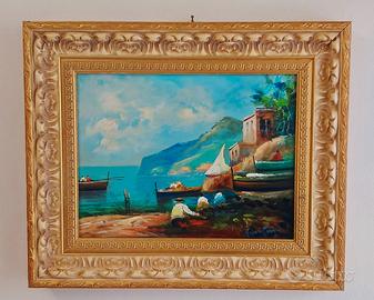 Quadro con Sorrento dipinto a mano firmato.