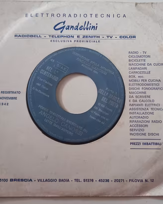 Vinile  "Elettroradiotecnica Gandellini BS "
