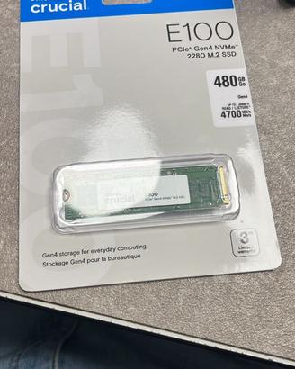 Crucial E100 480GB PCIe Gen4 NVMe M.2 SSD Interno 