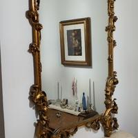 Specchiera consolle stile Barocco dorata