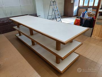 Tavolo robusto con piano antigraffio 90x280x90