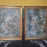 coppia Nino Salvadori scene studio D'artista olio