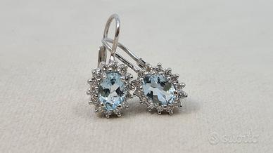 Orecchini in Oro 18kt con Acquamarina e Diamanti