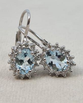 Orecchini in Oro 18kt con Acquamarina e Diamanti