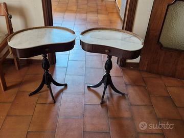 Coppia di  comodini vintage con piano in marmo