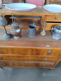 5 oggetti antichi in ottone rame prltro