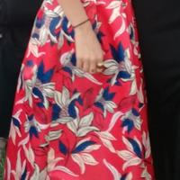 Gonna rossa a fiori, rigida elegante, tg 44/L