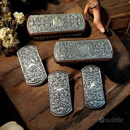 Set spazzole vintage rivestite lamina d’argento