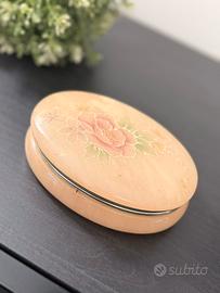 Portagioie vintage in alabastro rosa