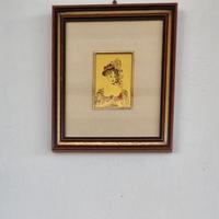 Quadretto Retrò Ritratto Dama Elegante Fondo Oro