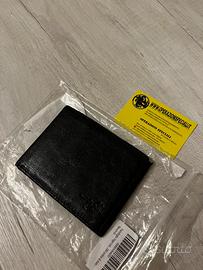 Portafoglio in vera pelle nero con porta tesserino