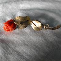 Spilla antica vintage argento 800 stelo foglie oro