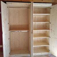 armadio abete 4 ante con ripiani bastone panchina