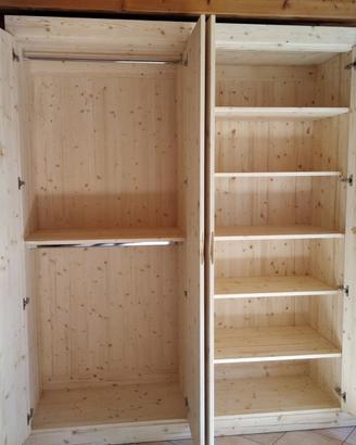 armadio abete 4 ante con ripiani bastone panchina