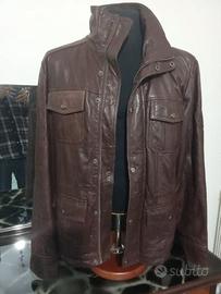 Giacca di pelle marrone tg 54