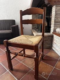 6 seggiole impagliate di legno massello