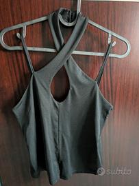 Canotta donna elegante allacciata al collo