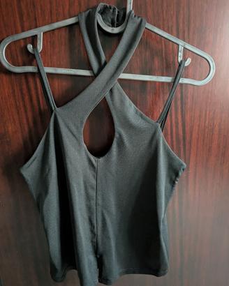 Canotta donna elegante allacciata al collo