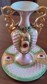 Vaso vintage con piatto porcellana C.A.L. Lucca. M