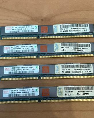 4 Moduli RAM Server 4Gb 2Rx4 PC3 10600R ECC (16Gb)