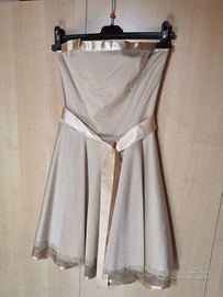 Abito vestito cerimonia beige indossato 1 volta