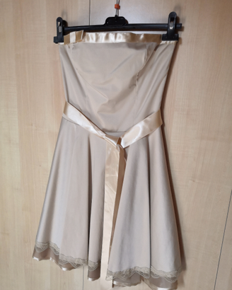 Abito vestito cerimonia beige indossato 1 volta