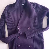 Giacca in maglia a coste con chiusura a doppietto