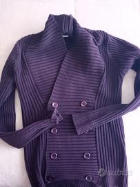 Giacca in maglia a coste con chiusura a doppietto