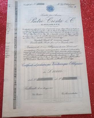 Gallarate Pietro Crosta titoli obbligazioni epoca