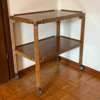 Tavolo - Carrello portavivande in legno con ruote