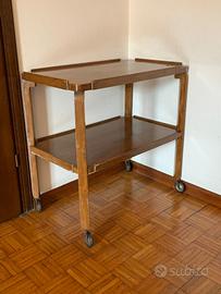 Tavolo - Carrello portavivande in legno con ruote