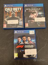 Giochi PS4 Call of Duty; F1 2018 ecc