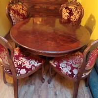 Set tavolo allungabile, 4 sedie in legno massiccio