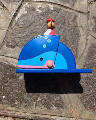 salvadanaio pinocchio sulla balena Sevi 