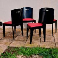 Anni'80 Cassina - Set 4 Sedie  Frassino Nero/Sky 