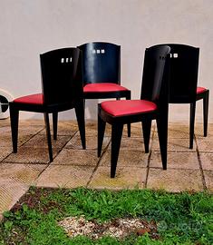 Anni'80 Cassina - Set 4 Sedie  Frassino Nero/Sky 