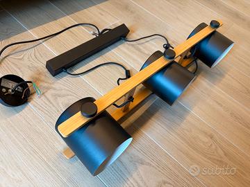 Lampadario da soffitto 3 luci legno e nero – 78 cm