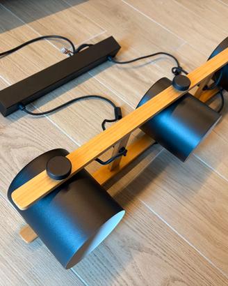 Lampadario da soffitto 3 luci legno e nero – 78 cm