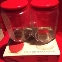 Set di 2 barattoli, in vetro con coperchio ,