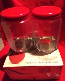 Set di 2 barattoli, in vetro con coperchio ,