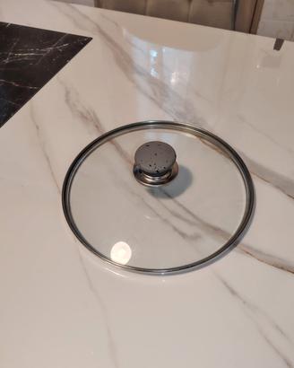 Coperchio in vetro 24 cm con bordo in acciaio