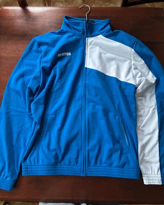 Errea Zip felpa tuta giubbino azzurro bianco sport