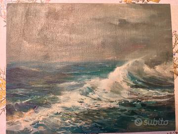 Luigi Anelli - mare di Palermo olio su tavola