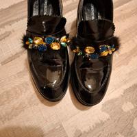 scarpe  con plateau nere vernice 37 Lorenzo Mari