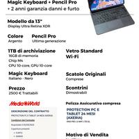 iPad Pro M4 13" 1 TB + Magic Keyboard + Pencil Pro