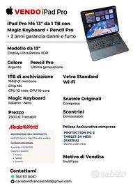 iPad Pro M4 13" 1 TB + Magic Keyboard + Pencil Pro