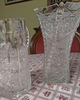 Brocca e vaso in cristallo di Boemia vintage