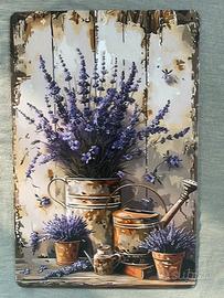 Targa metallo stile shabby cm 20x30