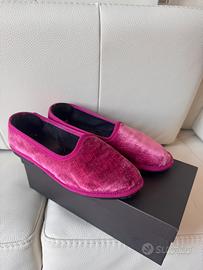 Scarpe Friuliane in velluto fucsia