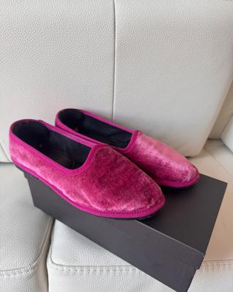 Scarpe Friuliane in velluto fucsia